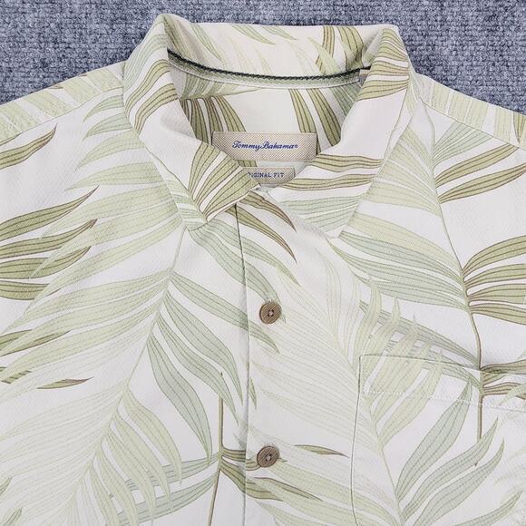 Tommy Bahama Other - Tommy Bahama Shirt Mens Large Tan Tropical Silk Hawaiian Button Up Loop Collar